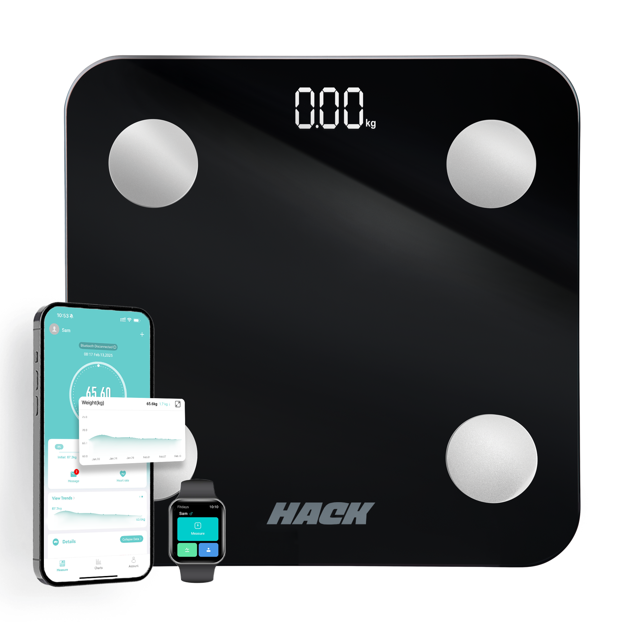 Hack Athletics BMI Body Weighing Scale Black