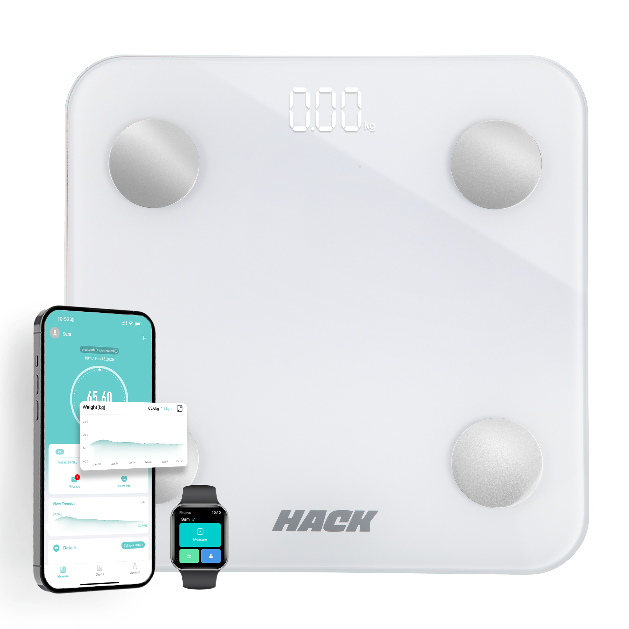 Hack Athletics BMI Body Weighing Scale White