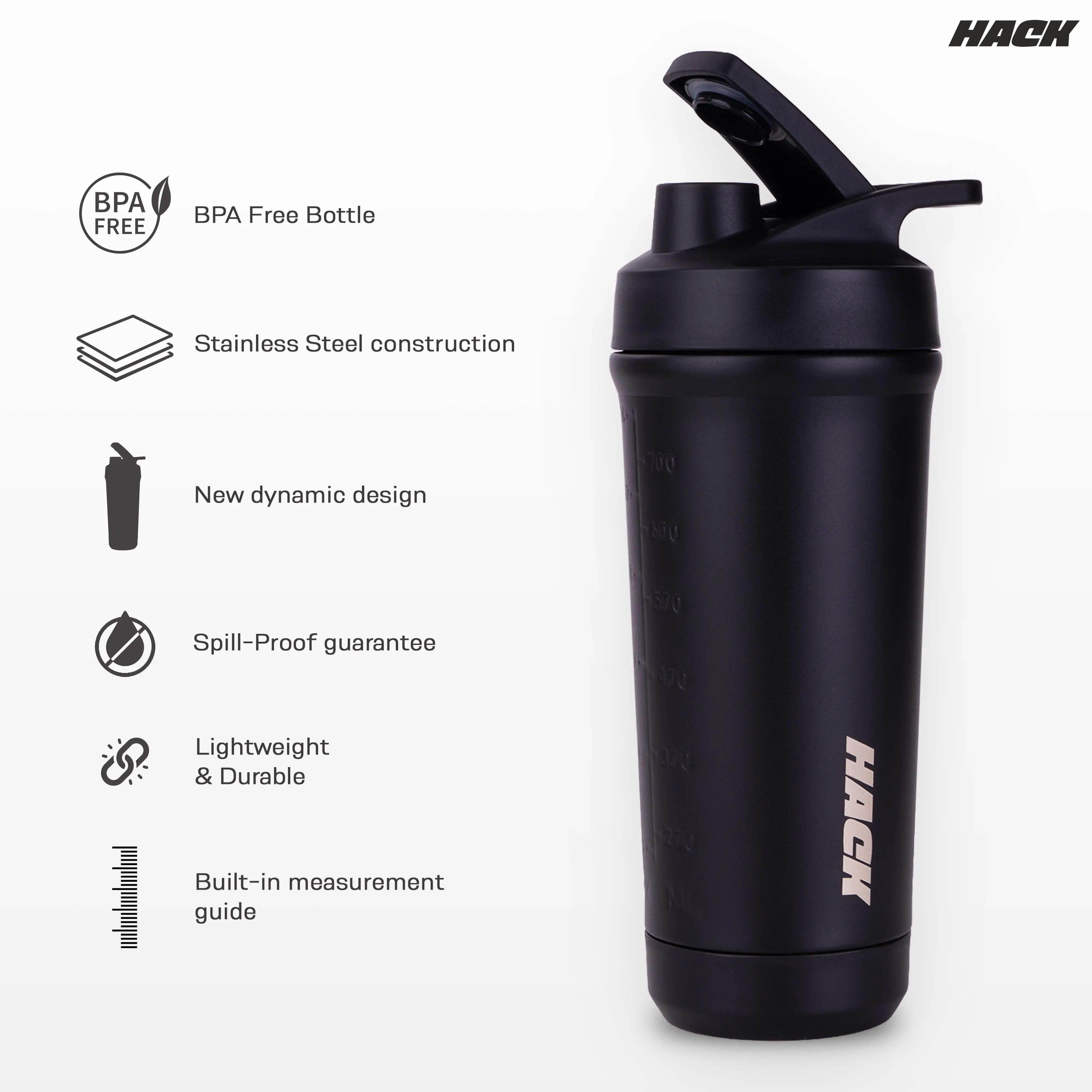 Hack Athletics Pro Blend Shaker Bottle - Black