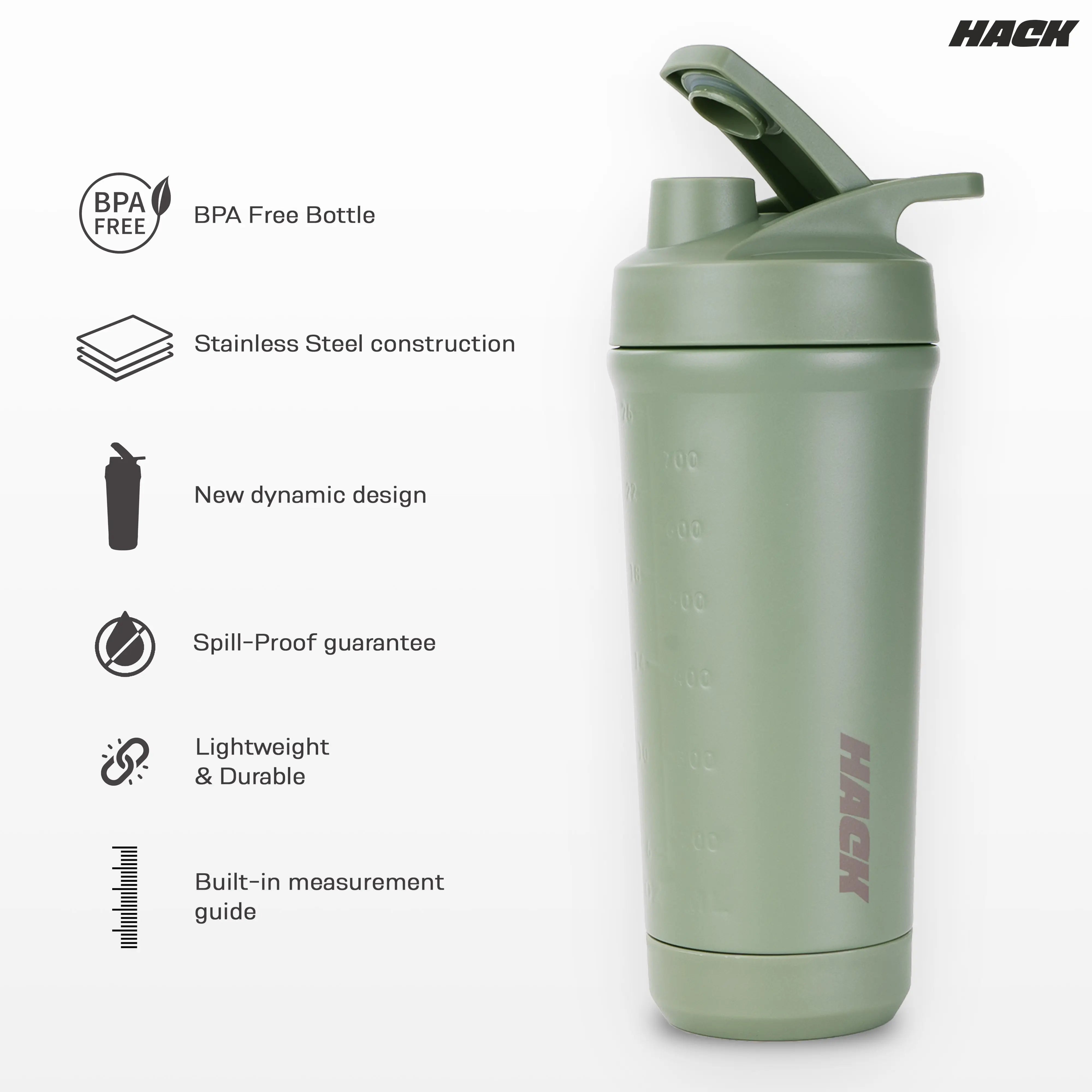 Hack Athletics Pro Blend Shaker Bottle - Green