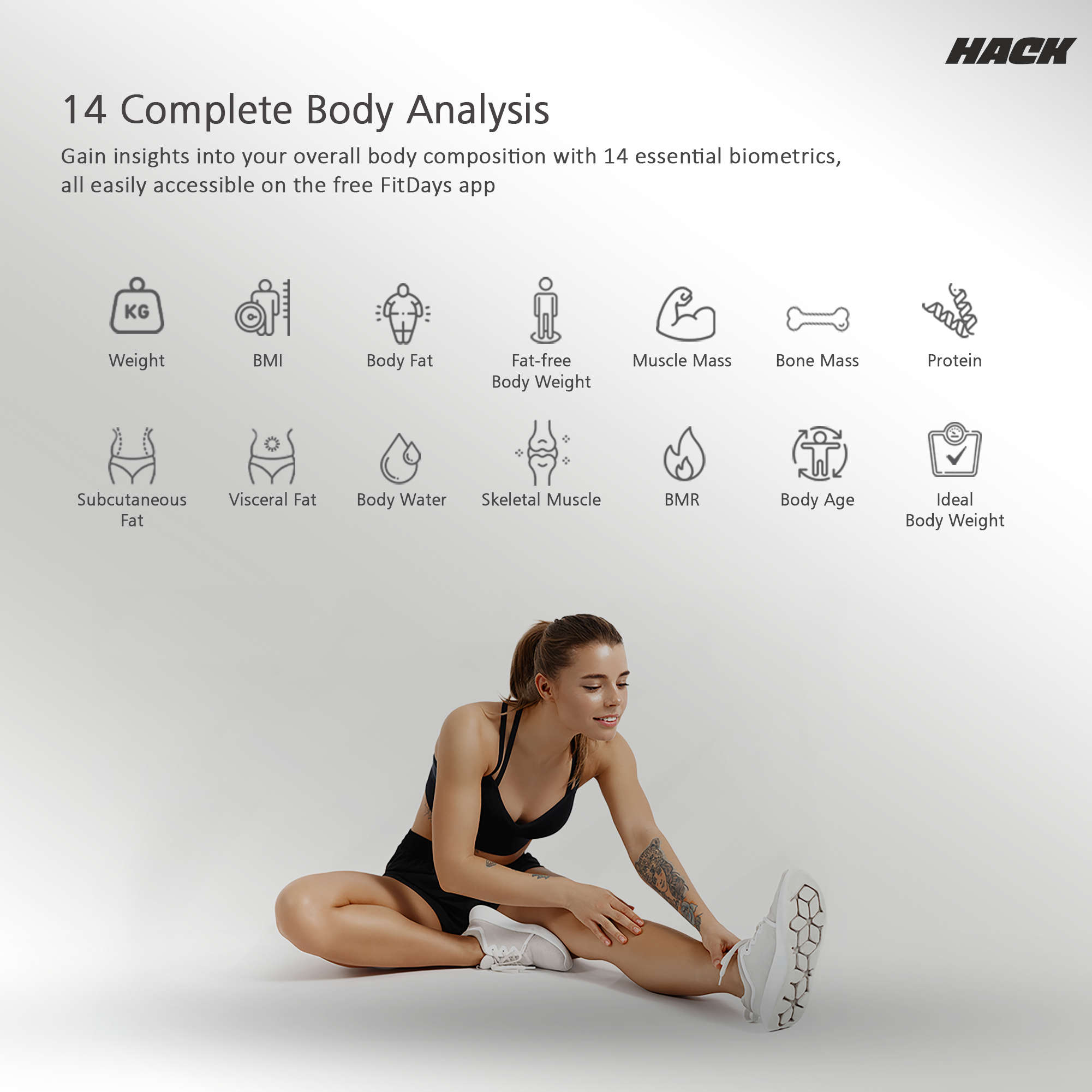 Hack Athletics BMI Body Weighing Scale White