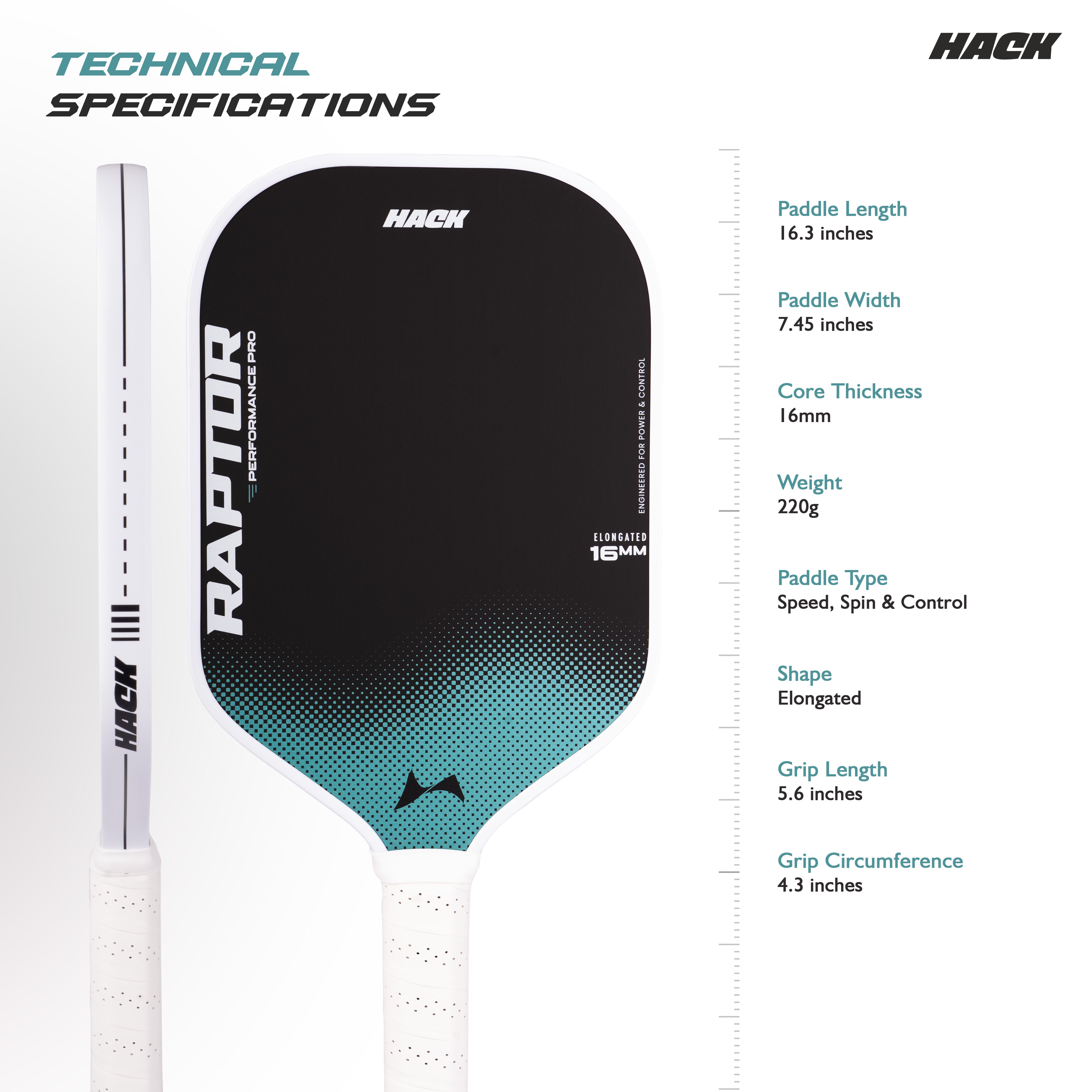 Hack Athletics Raptor Pro Carbon Pickleball Paddle