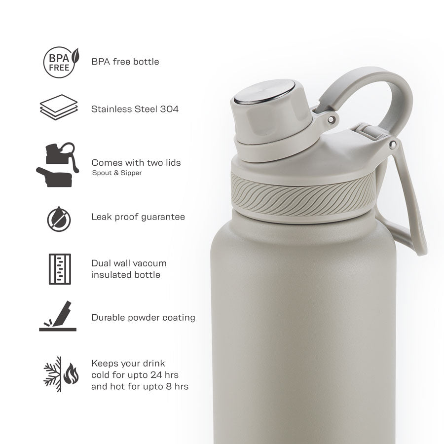 Hack Athletics Premium Hydra Water Bottle Beige | 950ML