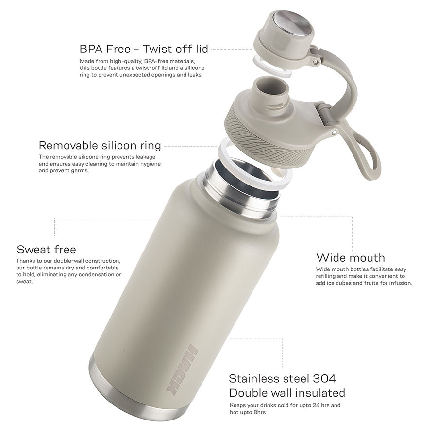 Hack Athletics Premium Hydra Water Bottle Beige | 950ML