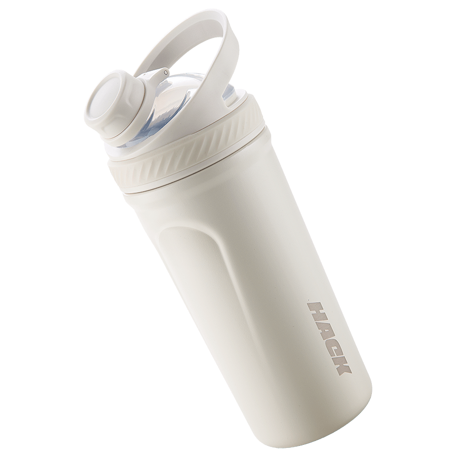 Hack Athletics Premium Stainless Steel Insulated Shaker Bottles 709ML White