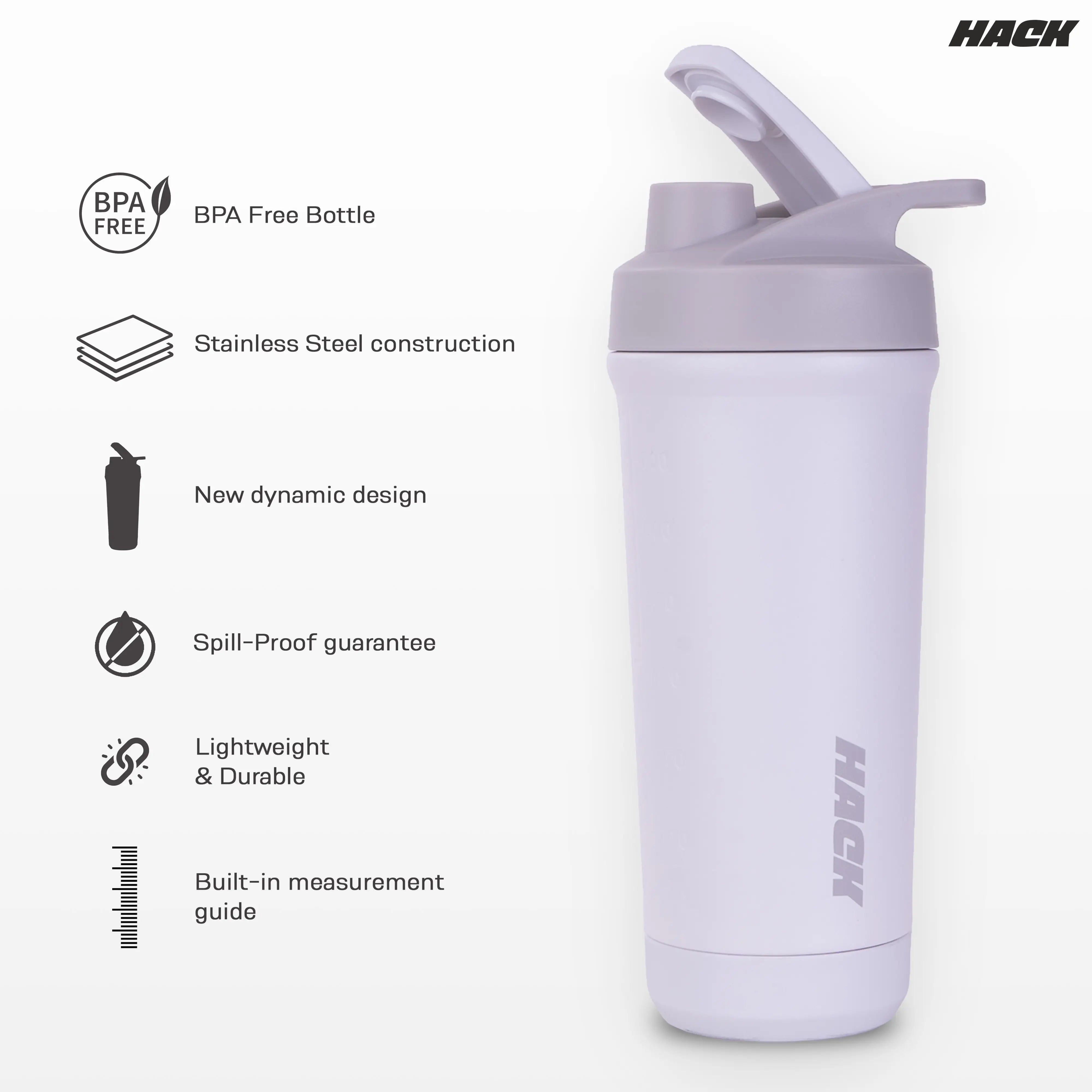 Hack Athletics Pro Blend Shaker Bottle - White